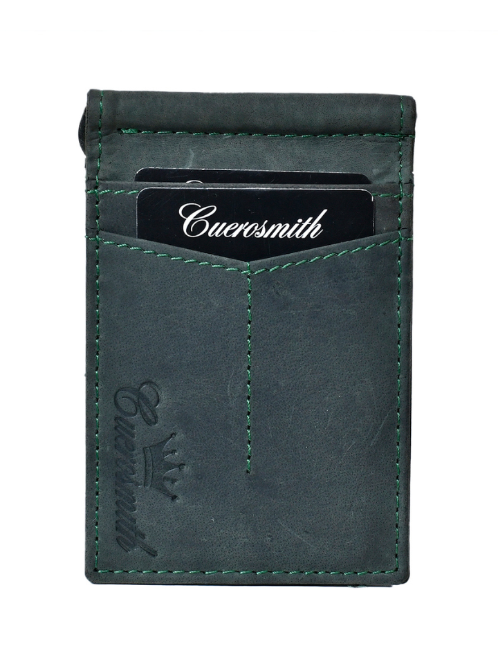 Genuine Leather Money Clip Bifold Wallet Snap Closure