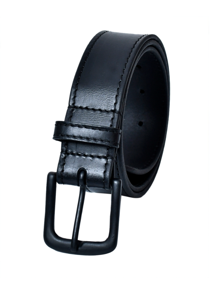 The Sentinel Full grain Genuine leather Pin buckle Casual belt for men (Black)